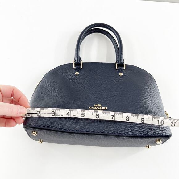 Coach Mini Sierra Leather Satchel Dome Purse Navy Blue - Picture 8 of 8